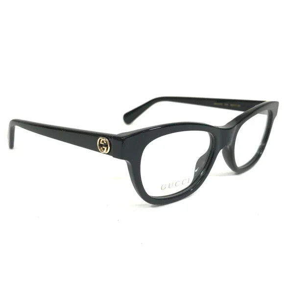 Gucci Eyeglasses Frames GG0372O 005 Shiny Black Round Cat Eye Full Rim 48-17-140
